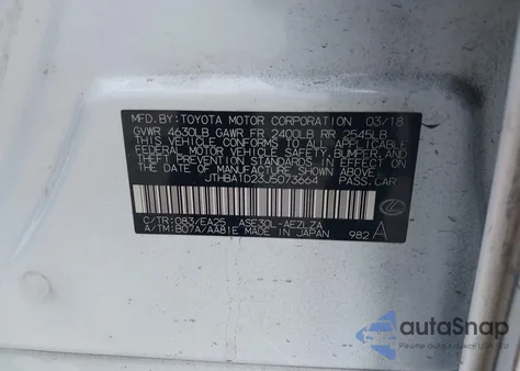 2018 Lexus Is 300 из США, поврежденный, VIN JTHBA1D23J5073664